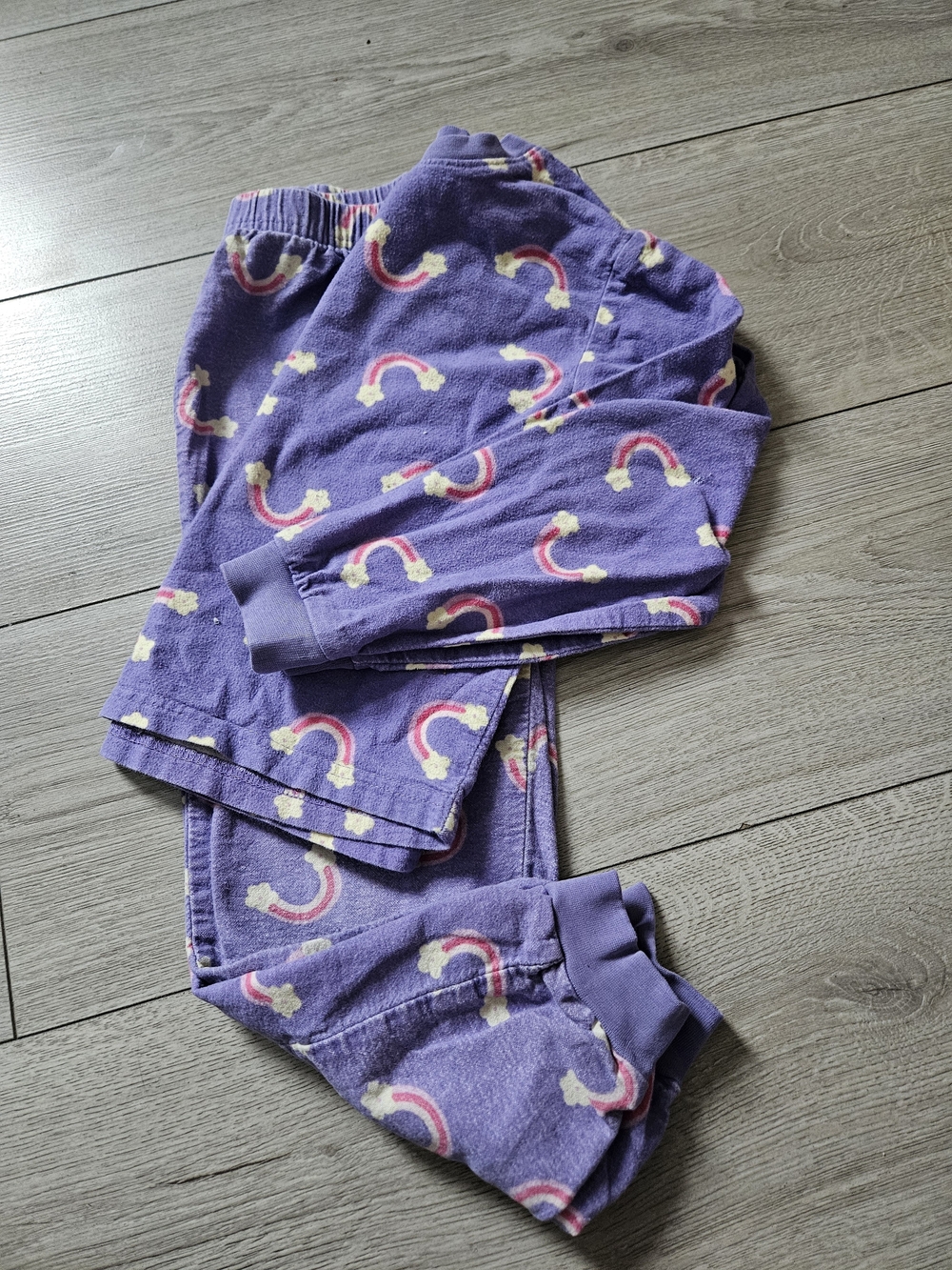George Girls Purple Rainbow Print 2 Piece Long Sleeve Pajama Set Size S 6 🌈
